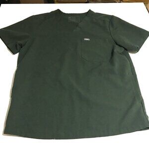 FIGS Men's Large Chisec Green V-Neck Scrub Top Shirt TM3000 Medical 3-Pocket